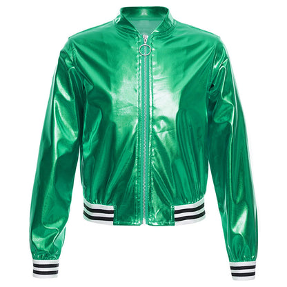 Girls Metallic Long Sleeve Zipper Jacket (Age 6-16 YRS)
