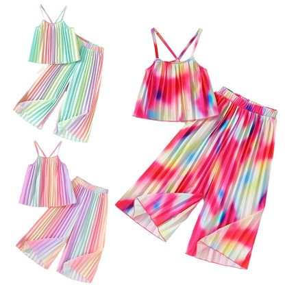 Girls Pleated Spaghetti Strap Camisoles Top & Wideleg Trousers (Age 4-7YRS)