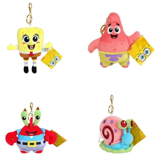Plush SpongeBob Patrick Star Gary Squidward Tentacles Stuffed Keychain Pendant - 12cm