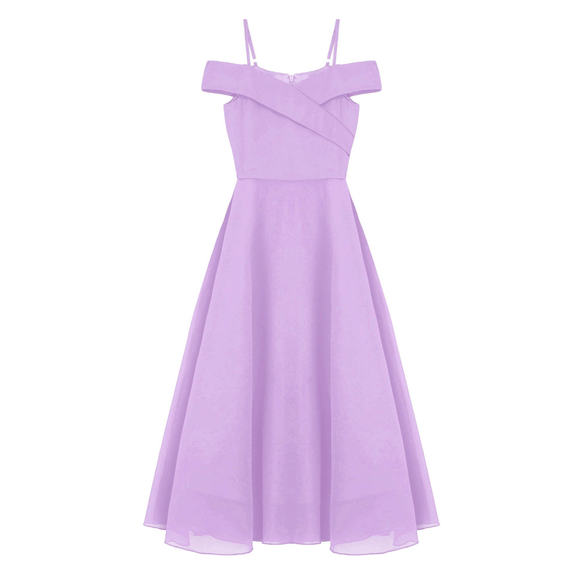 Girls Chiffon Off-the-Shoulder Adjustable A-Line Dress (Age 4-16 YRS)