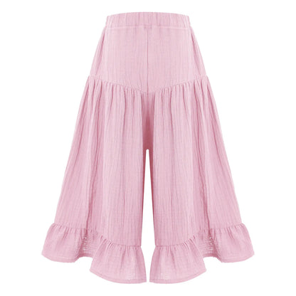 Girls Wide Leg Ruffled Trousers (Age 6M-8YRS)