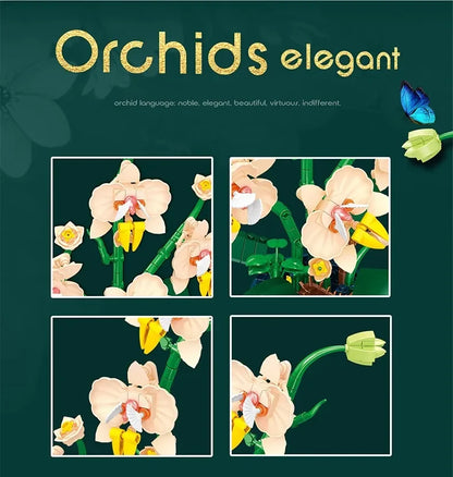 Moth Orchid Potted Building Blocks Bouquet DIY Toy