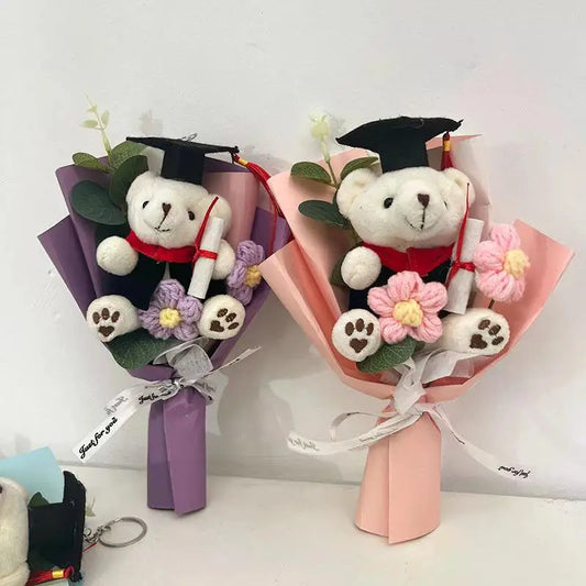Handmade Graduation Plush Teddy Bear Flower Gift Bouquet