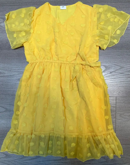 Mother & Daughter Matching Short Sleeves V-neck Polka Dot Dress (Mommy & Me)