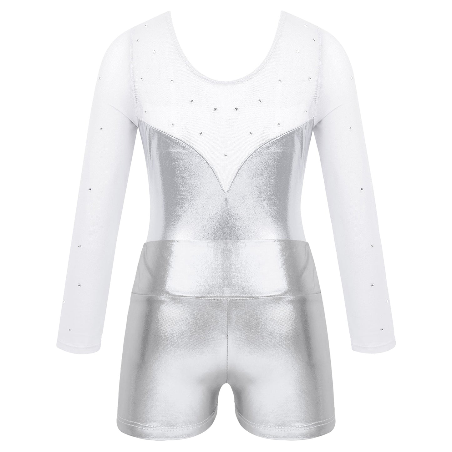 Girls Sparkly Rhinestone Ballet Dance Gymnastics Leotard & Shorts (Age 4-12 YRS)