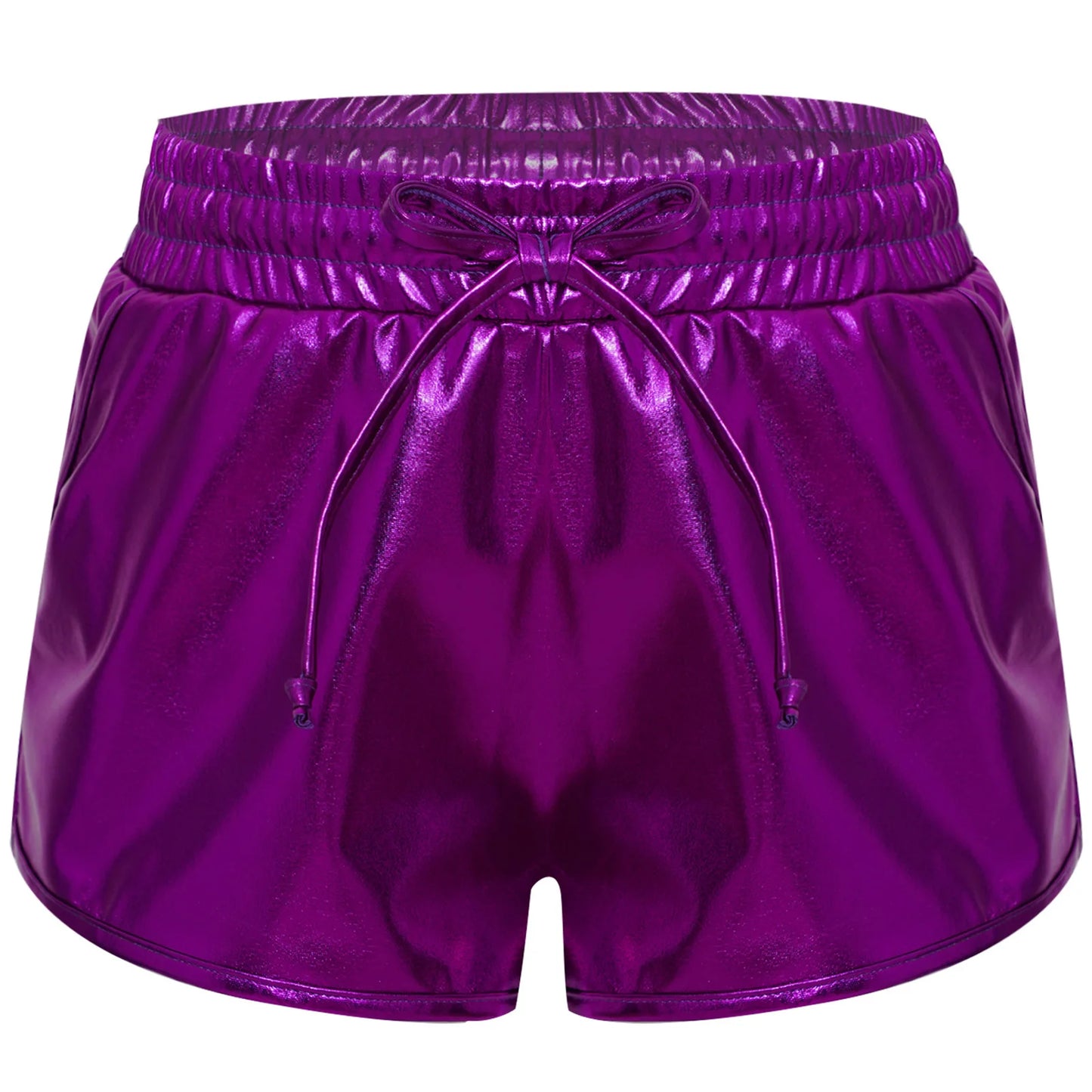 Girls Metallic Drawstring Shorts (Age 3-12 YRS) Purple
