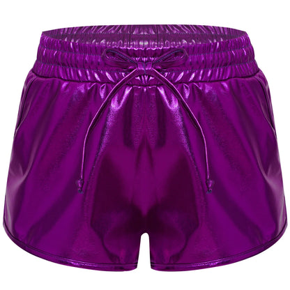 Girls Metallic Drawstring Shorts (Age 3-12 YRS) Purple