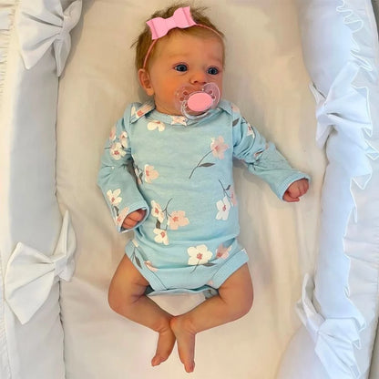 Reborn Baby Doll Felicia Blue Eyes Doll Soft Hand-Rooted Hair 45-48cm