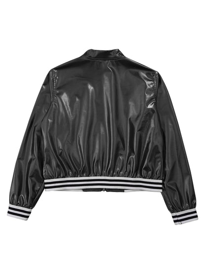 Girls Metallic Long Sleeve Zipper Jacket (Age 6-16 YRS)