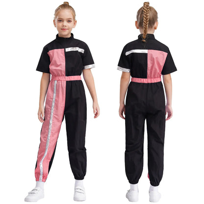 Girls Color Block Jumpsuit (6-16 YRS) Pink