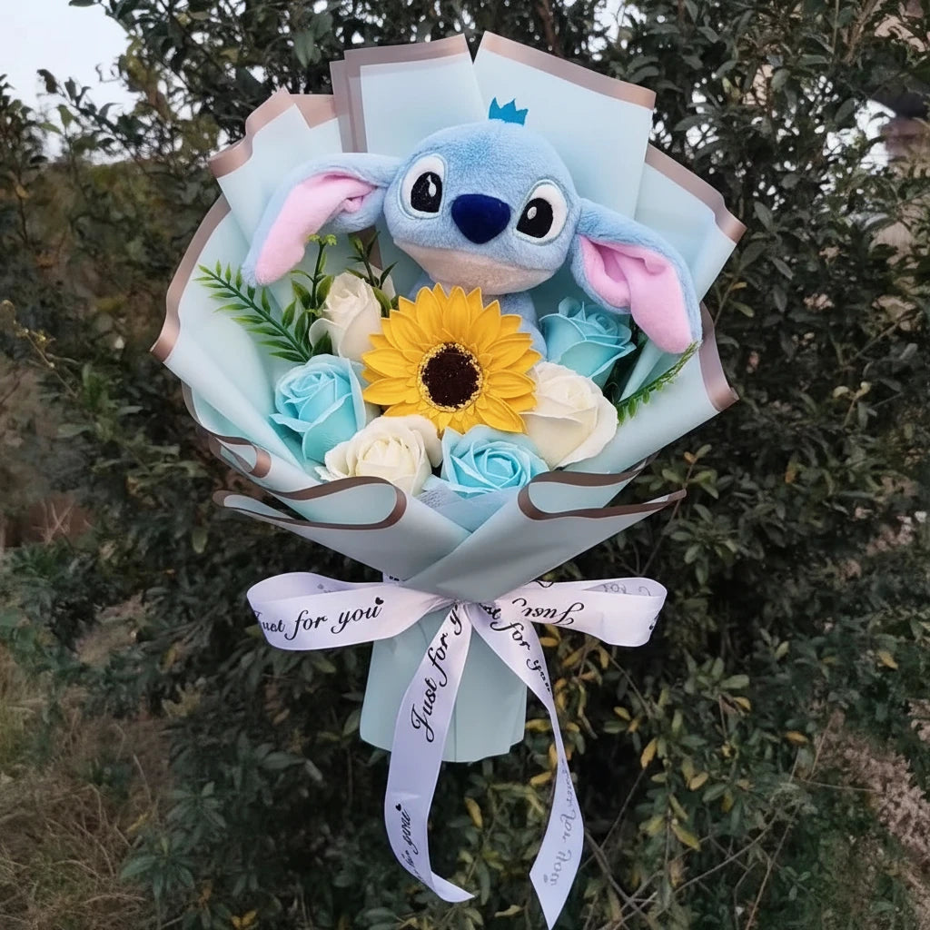 Lilo & Stitch Plush Bouquet – Sunflower & Rose Arrangement StitchBouquet-3