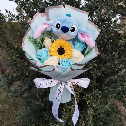 Lilo & Stitch Plush Bouquet – Sunflower & Rose Arrangement StitchBouquet-3