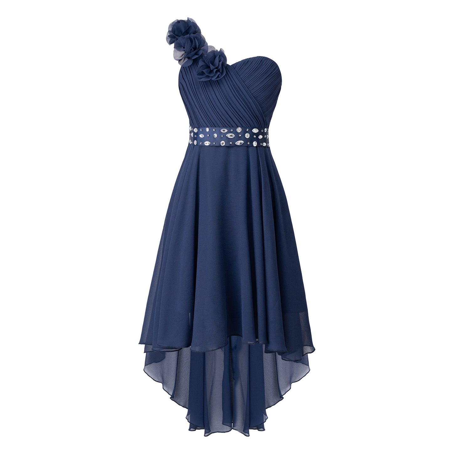 Girls One Shoulder Asymmetrical Hem Dress (Age 6-16 YRS)