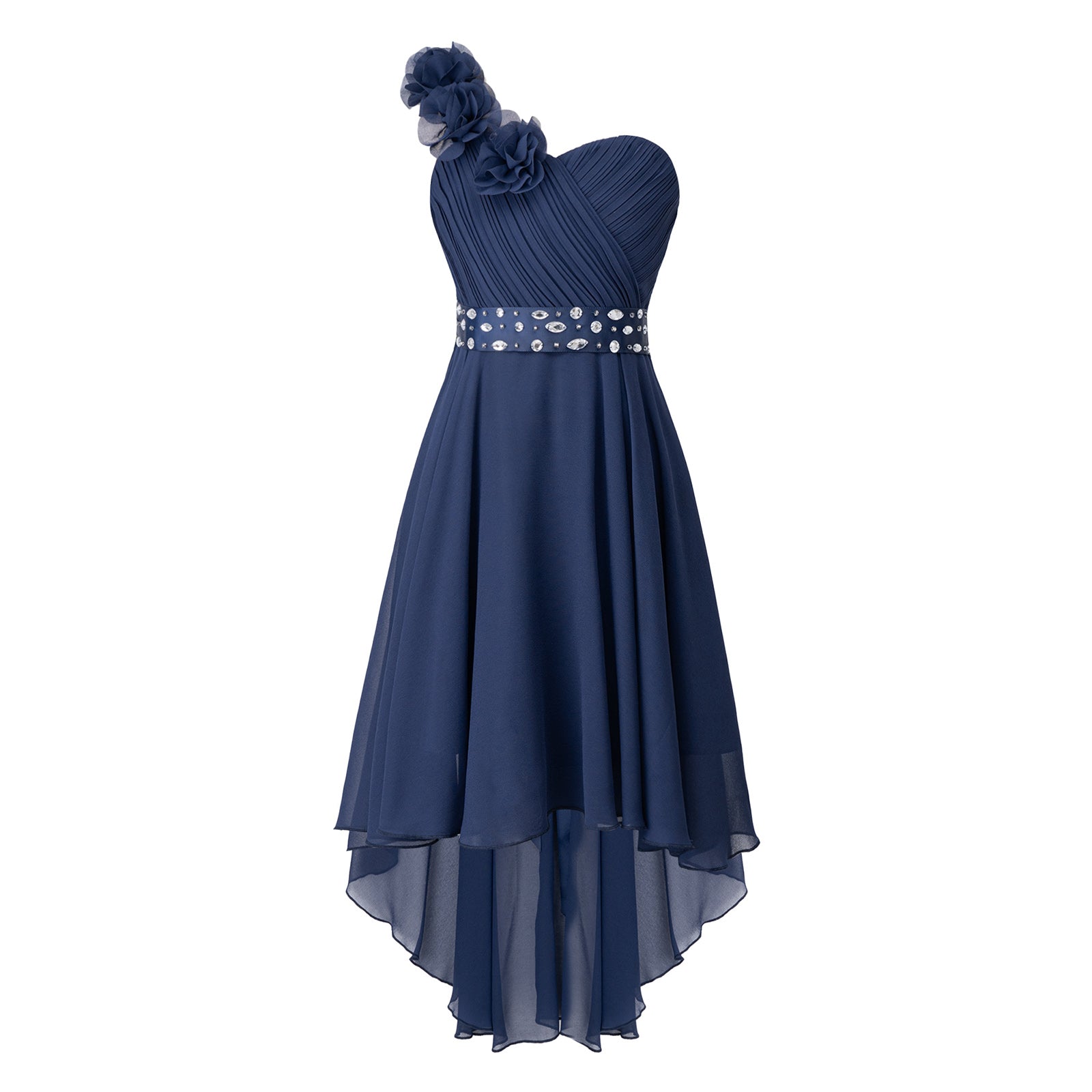 Girls One Shoulder Asymmetrical Hem Dress (Age 6-16 YRS)