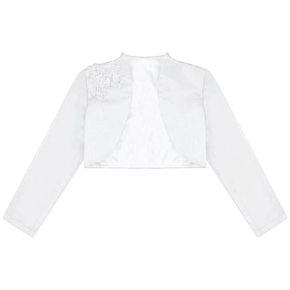 Kids Girls Long Sleeve Satin Shrug Jacket (Age 4-14 YRS)