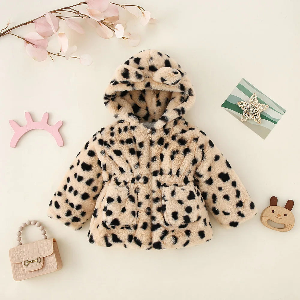 Baby/Toddlers Leopard Print Wool Hooded Jacket (9M-3YRS)