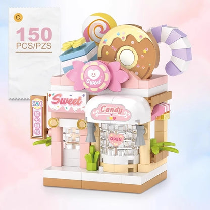 A Miniature DIY Building Blocks Restaurant Dessert Coffee Store