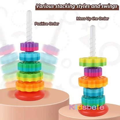 Rotating Rainbow Spinning Stacking Baby Toys