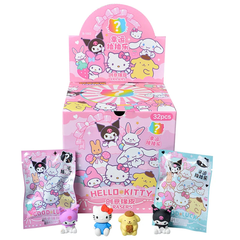 Blind Box Figures - Labubu & Pokémon Erasers- 32 Pack