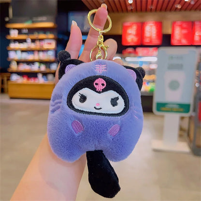 Plush Sanrio Kuromi Stuffed Keychain Toy - 14cm Kuromi