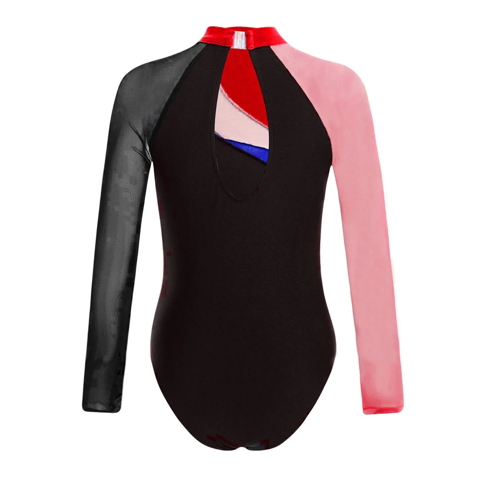 Girls Ballet Dance Leotard Gymnastics Rhinestones Sheer Mesh Long Sleeve (Age 4-16 YRS)