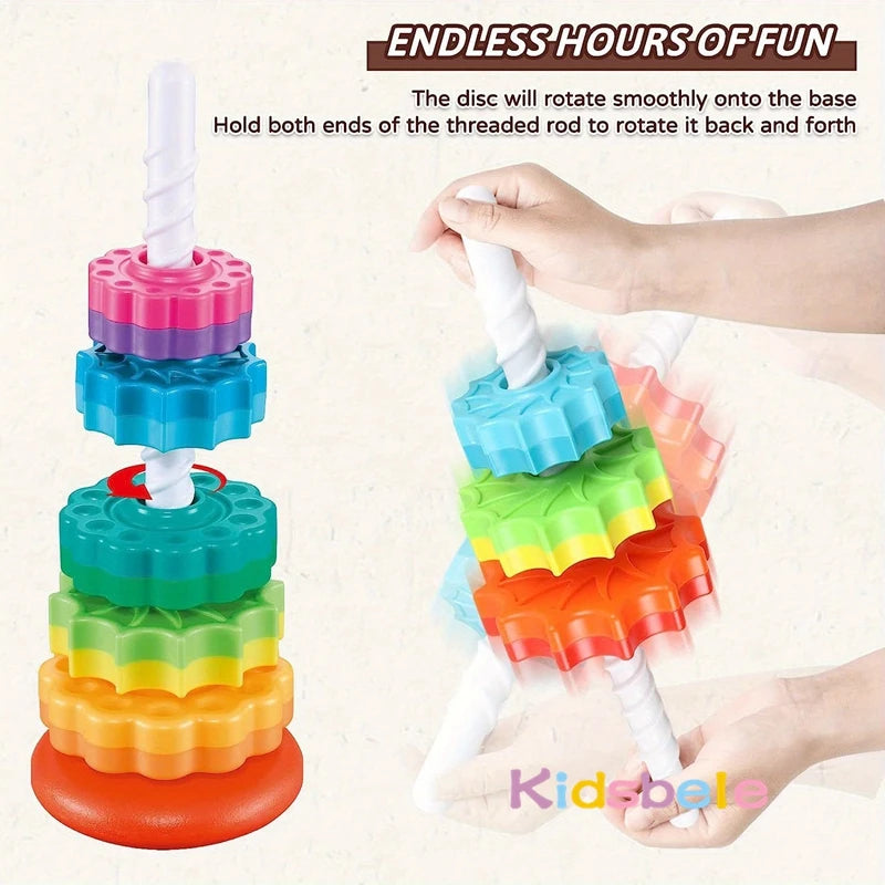 Rotating Rainbow Spinning Stacking Baby Toys