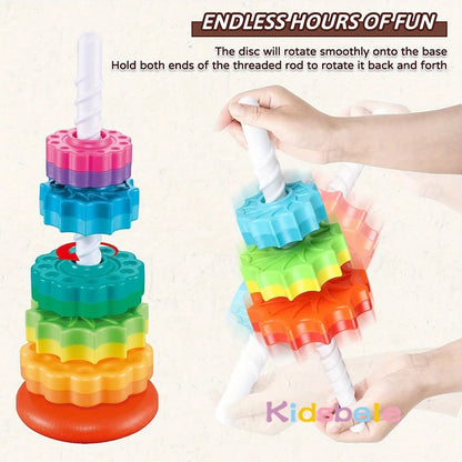 Rotating Rainbow Spinning Stacking Baby Toys