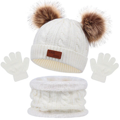 Baby/Toddler Hat Scarf & Gloves Set (Age 12M-5YRS) White 2 1-5Y