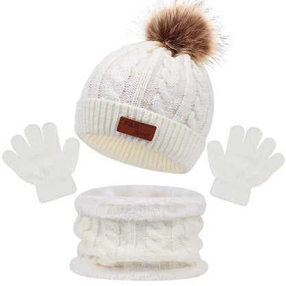Baby/Toddler Hat Scarf & Gloves Set (Age 12M-5YRS) White 1-5Y