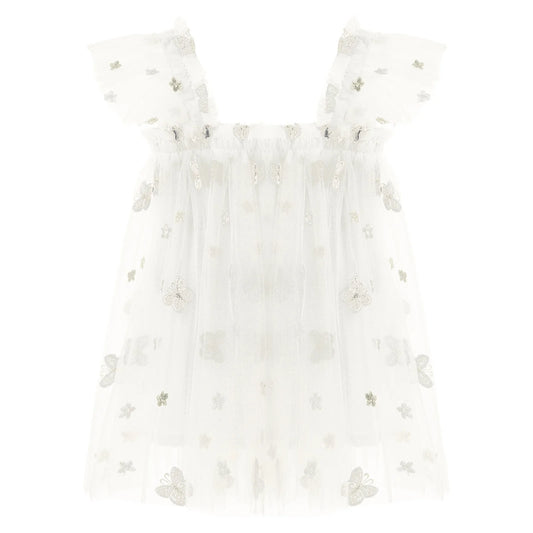 Girls Tulle Ruffled Butterfly Embroidery Dress (Age 12M-6 YRS) Apricot