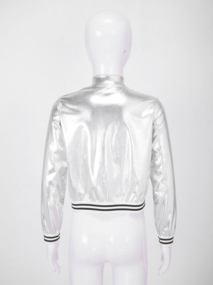 Girls Metallic Long Sleeve Zipper Jacket (Age 6-16 YRS)