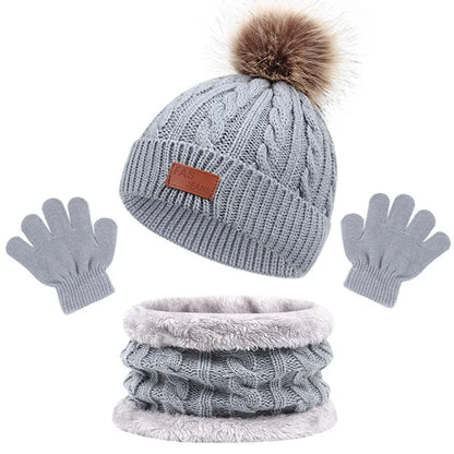 Baby/Toddler Hat Scarf & Gloves Set (Age 12M-5YRS) Gray 1-5Y