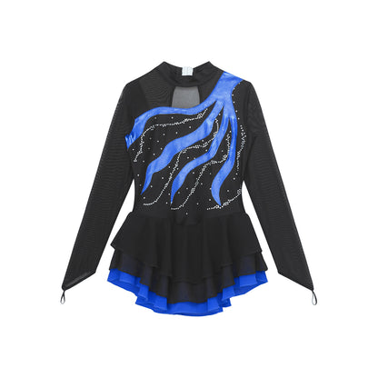 Girls Rhinestone Figure Skating Leotard Dress (Age 6-16 YRS)