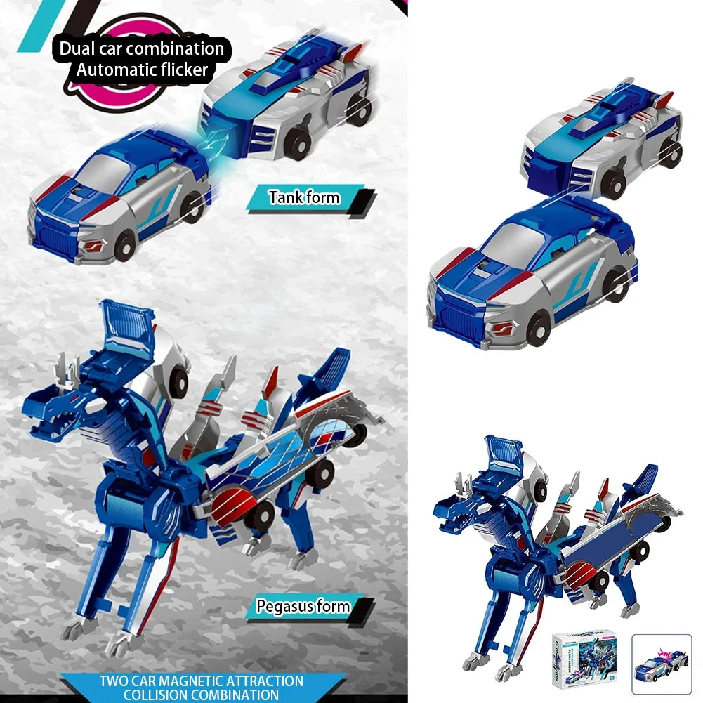 Unicorn Transformer Magic Car Toy – 2-in-1 Magnetic Collision Vehicle | DIY Transforming Robot