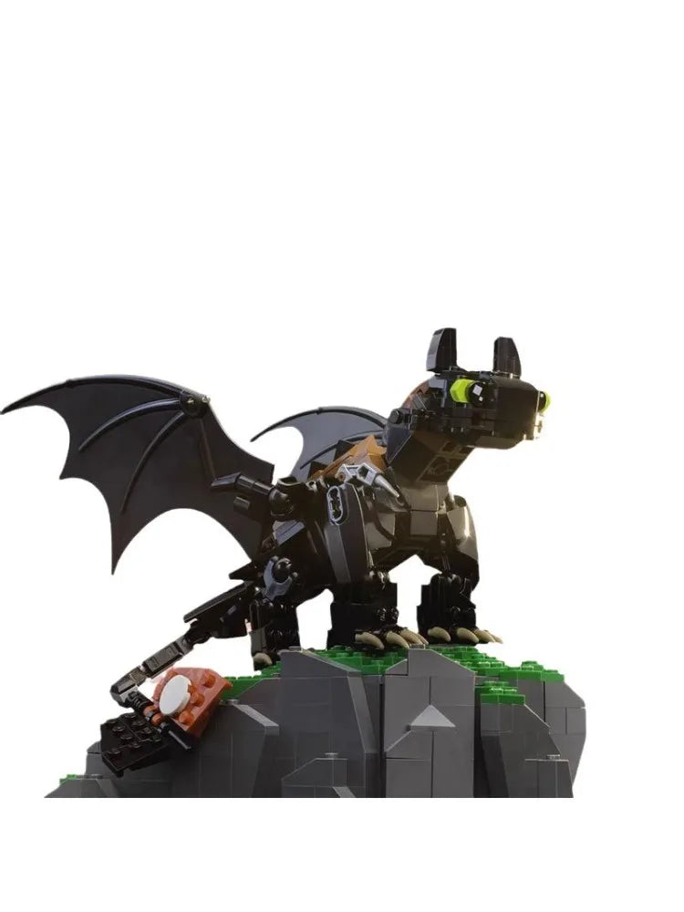 Black Toothless Night Rage Dragon Mecha | LEGO‑Compatible Building Blocks Black