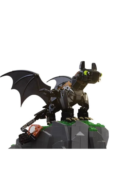 Black Toothless Night Rage Dragon Mecha | LEGO‑Compatible Building Blocks Black