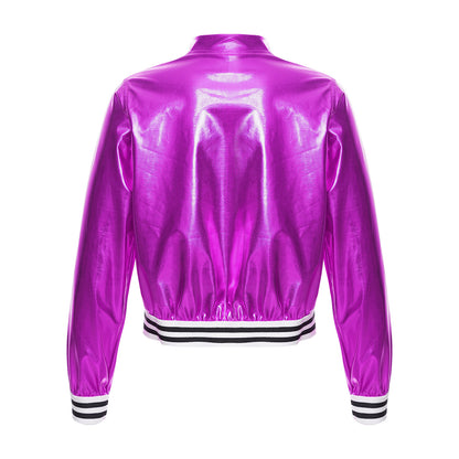 Girls Metallic Long Sleeve Zipper Jacket (Age 6-16 YRS)