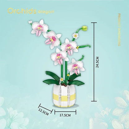 Moth Orchid Potted Building Blocks Bouquet DIY Toy