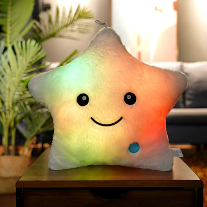 Plush LED Luminous Star Pillow Stuffed Toy 24x22cm White