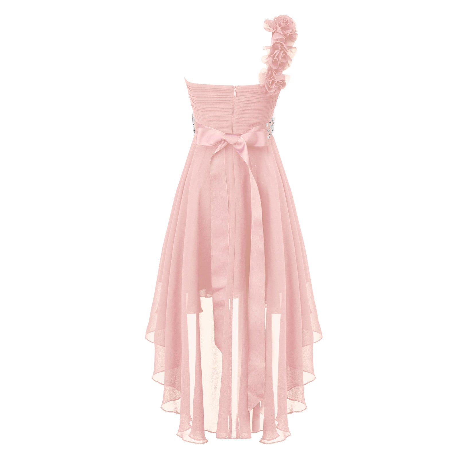 Girls One Shoulder Asymmetrical Hem Dress (Age 6-16 YRS)