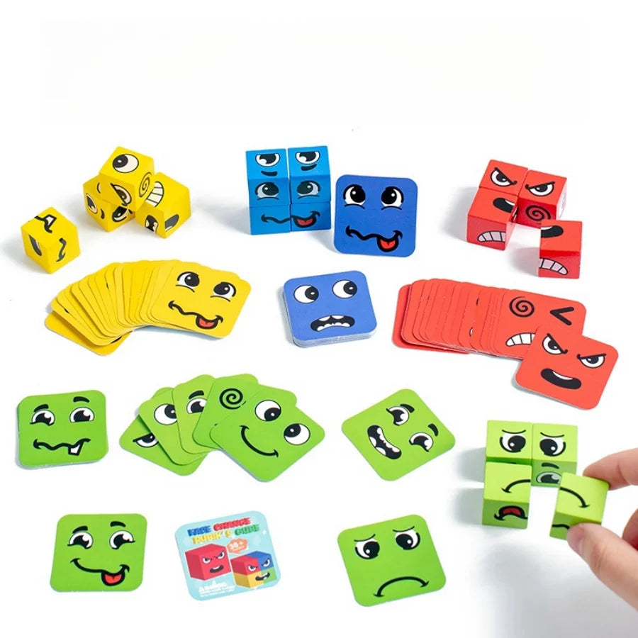 Building Block Face Cube Face Changing Building Blocks Board Game Expression Puzzle Buildi ...