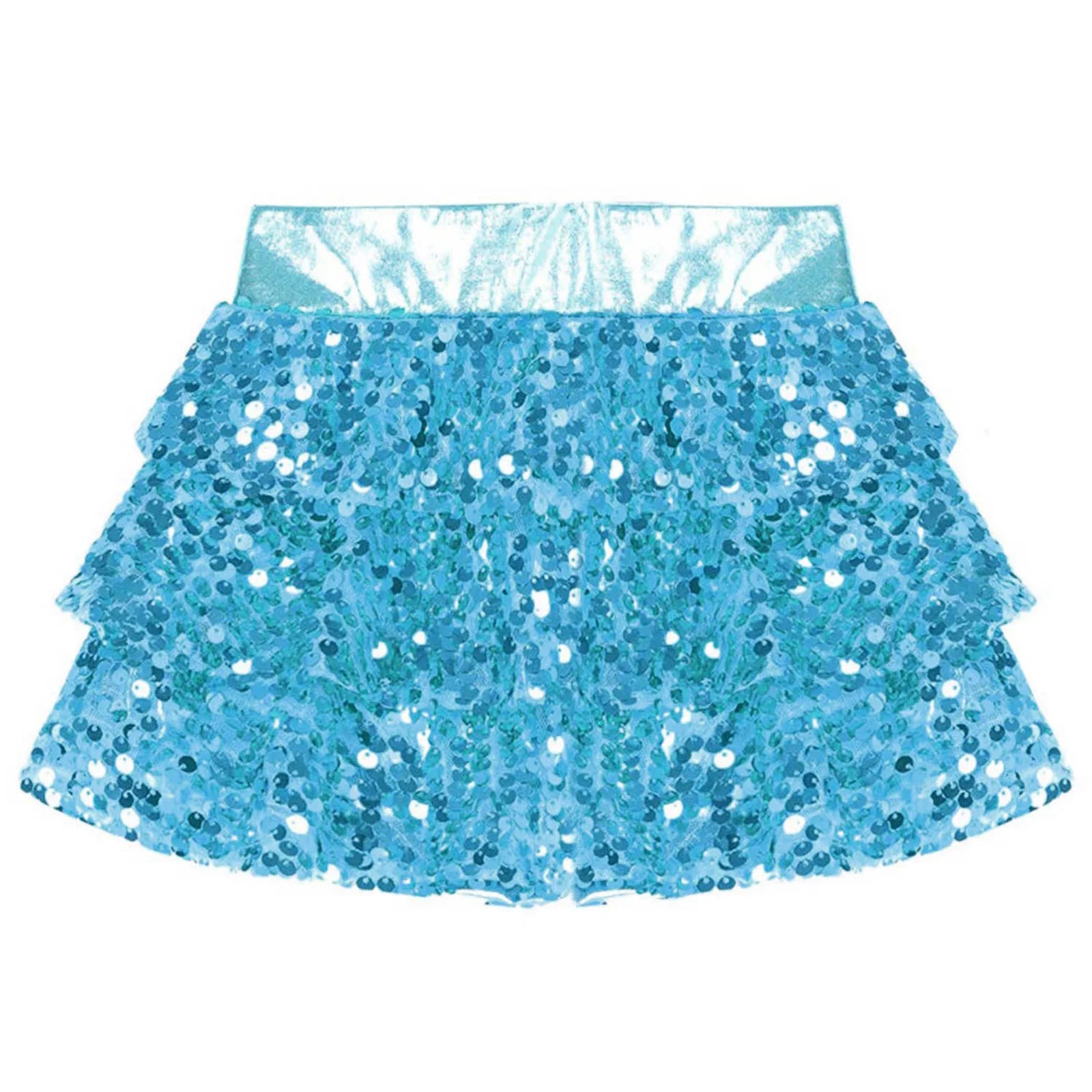 Girls Tiered Ruffle Dance Metallic Shiny Shorts (Age 4-16 YEARS)