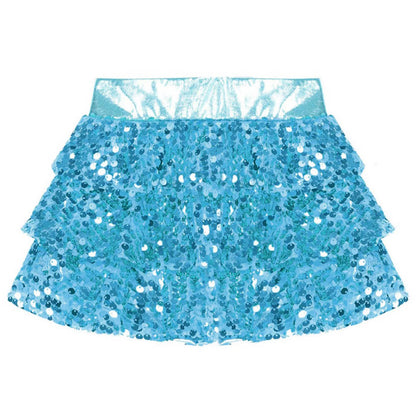 Girls Tiered Ruffle Dance Metallic Shiny Shorts (Age 4-16 YEARS)