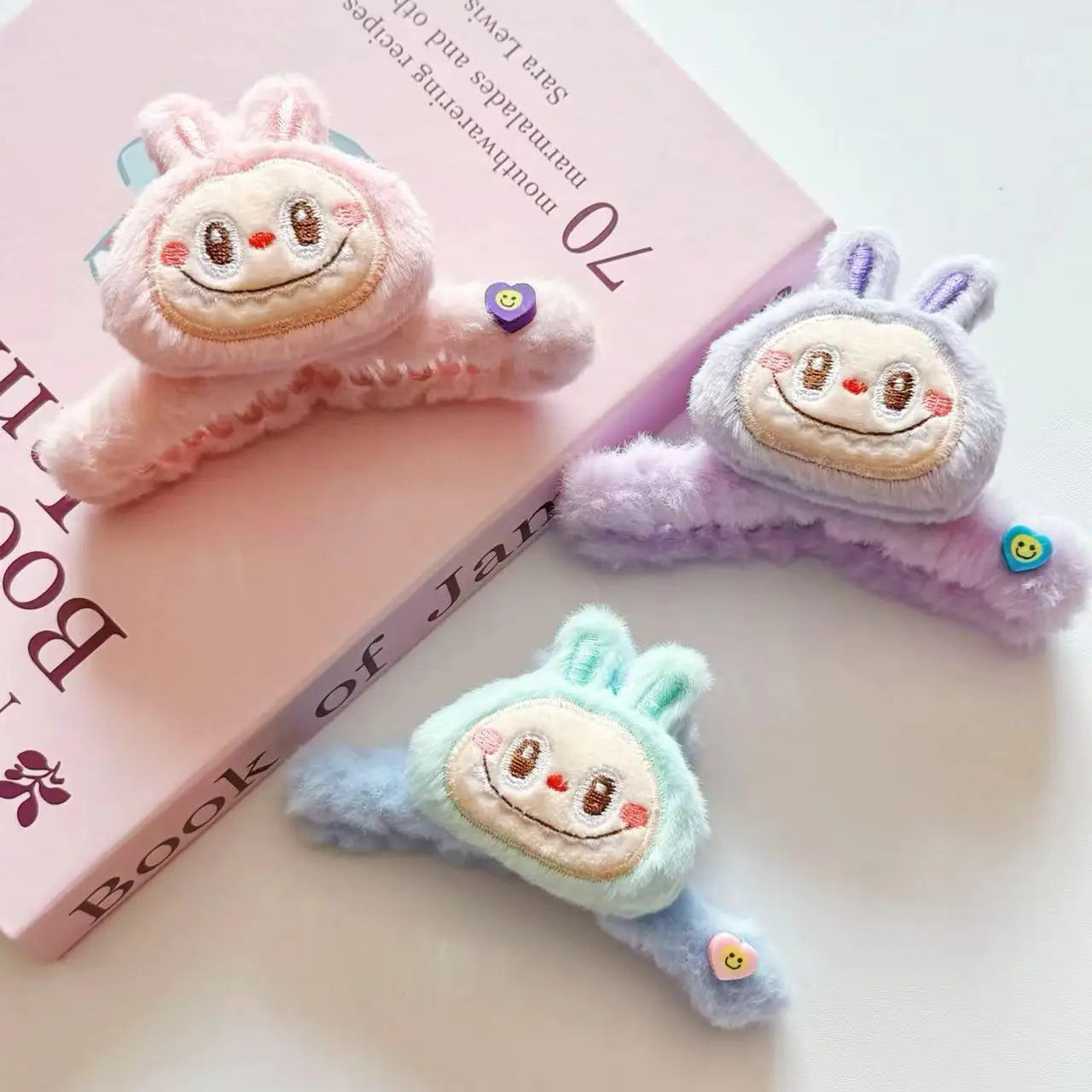 Labubu Double‑Sided Fabric Hair Clips | 3D Labubu Doll Barrettes