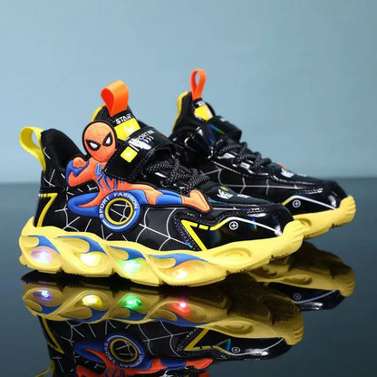 Spiderman Boys LED Light-Up Sneakers – Cartoon Sports Shoes