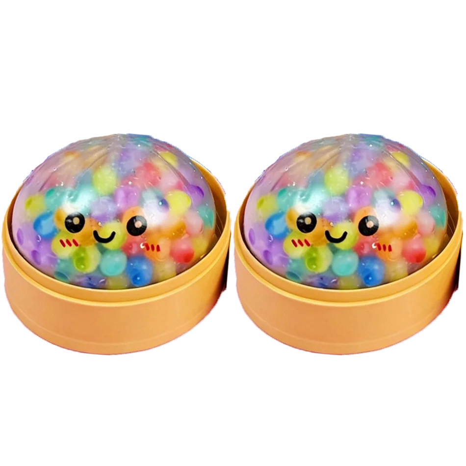 Mini Dumpling Squishy With Steamer – Crystal Soft Stress Relief Toy 2pcs