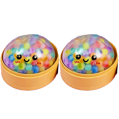 Mini Dumpling Squishy With Steamer – Crystal Soft Stress Relief Toy 2pcs