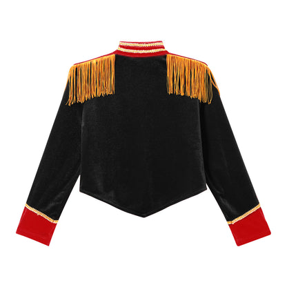 Kids Circus Ringmaster Costume Long Sleeve Fringe Tassel Jacket (Age 6-14YRS)