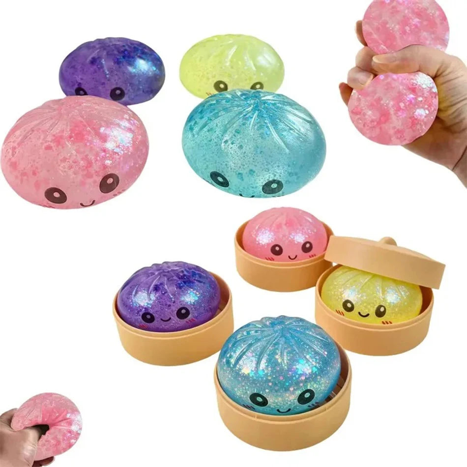 Ultra Rare Gold Glitter Dumpling Squishy – Slow‑Rise Sensory Stress Toy