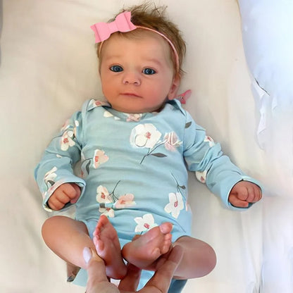 Reborn Baby Doll Felicia Blue Eyes Doll Soft Hand-Rooted Hair 45-48cm